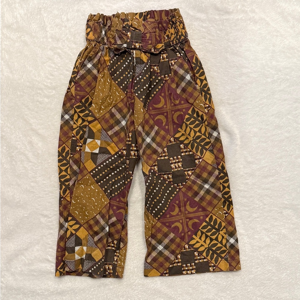 Kate Quinn Brown and Yellow Harvest Quilt Kids Casual Bottoms
